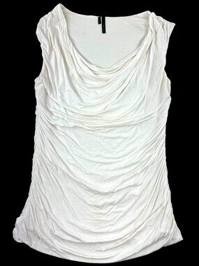 Y2K Maurice's White Ruched Cowl Neck Tank Top